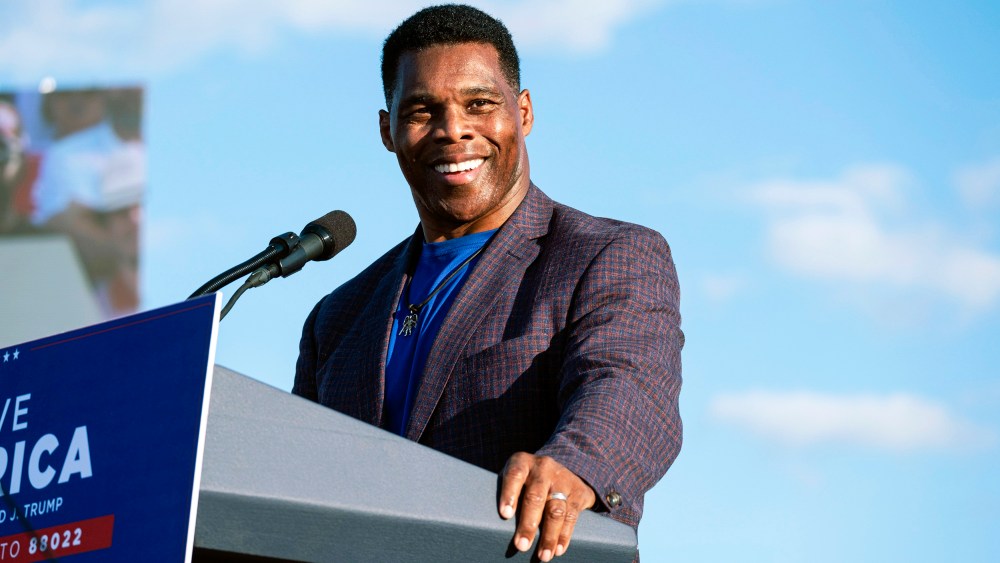 Herschel Walker speaks during former President Donald Trump's Save America rally in Perry, Ga. on Sept. 5, 2021.