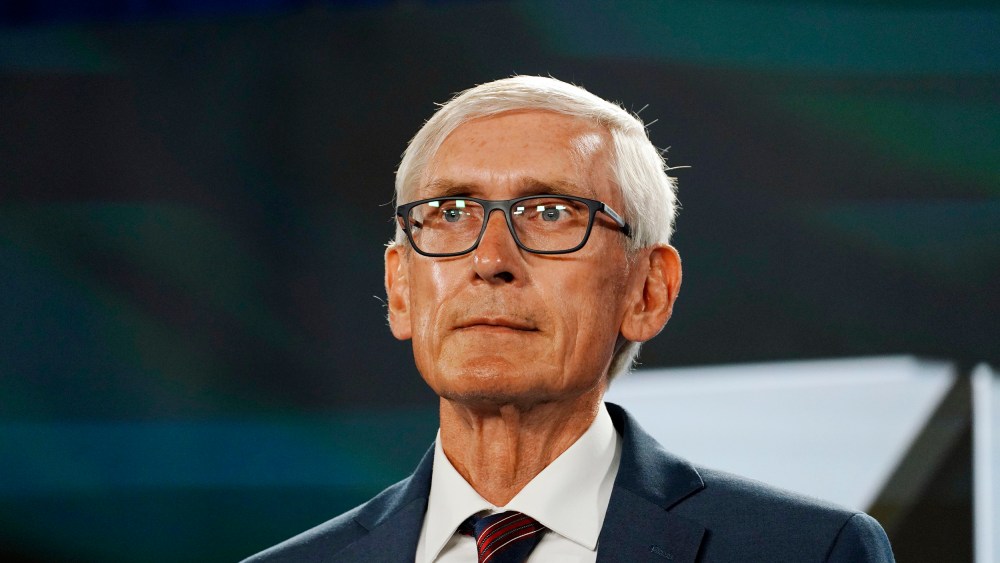 Wisconsin Governor Tony Evers awaits to address the virtual Democratic National Convention at the Wisconsin Center on August 19, 2020 in Milwaukee.
