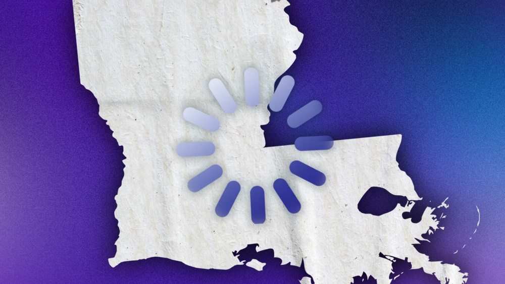 Photo Illustration: The "buffering" symbol over the state of Louisiana