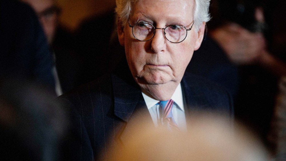 Senate Minority Leader Mitch McConnell during a news conference on March 15.