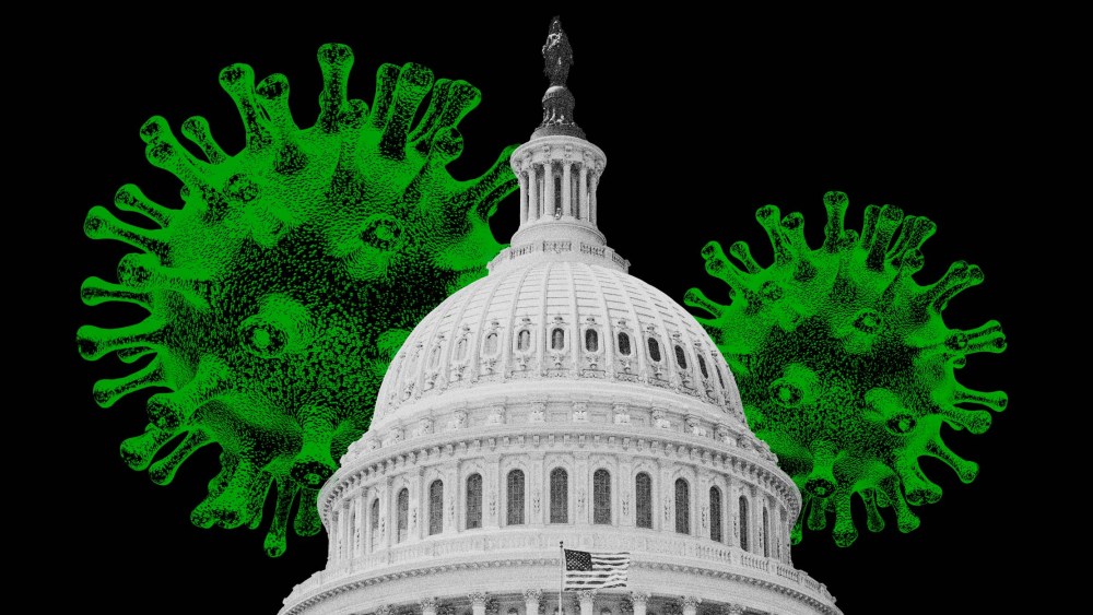 Photo Illustrations: Covid spores loom behind the U.S. Capitol