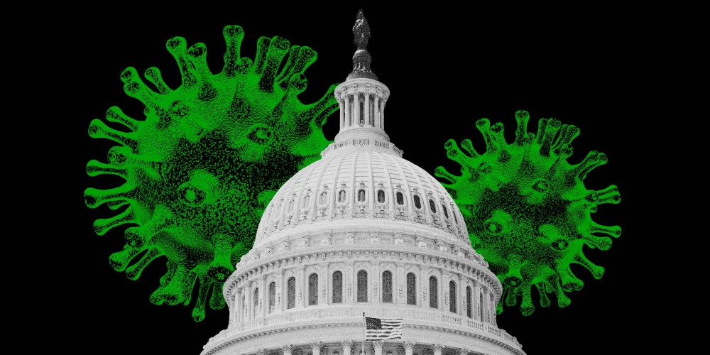 Photo Illustrations: Covid spores loom behind the U.S. Capitol