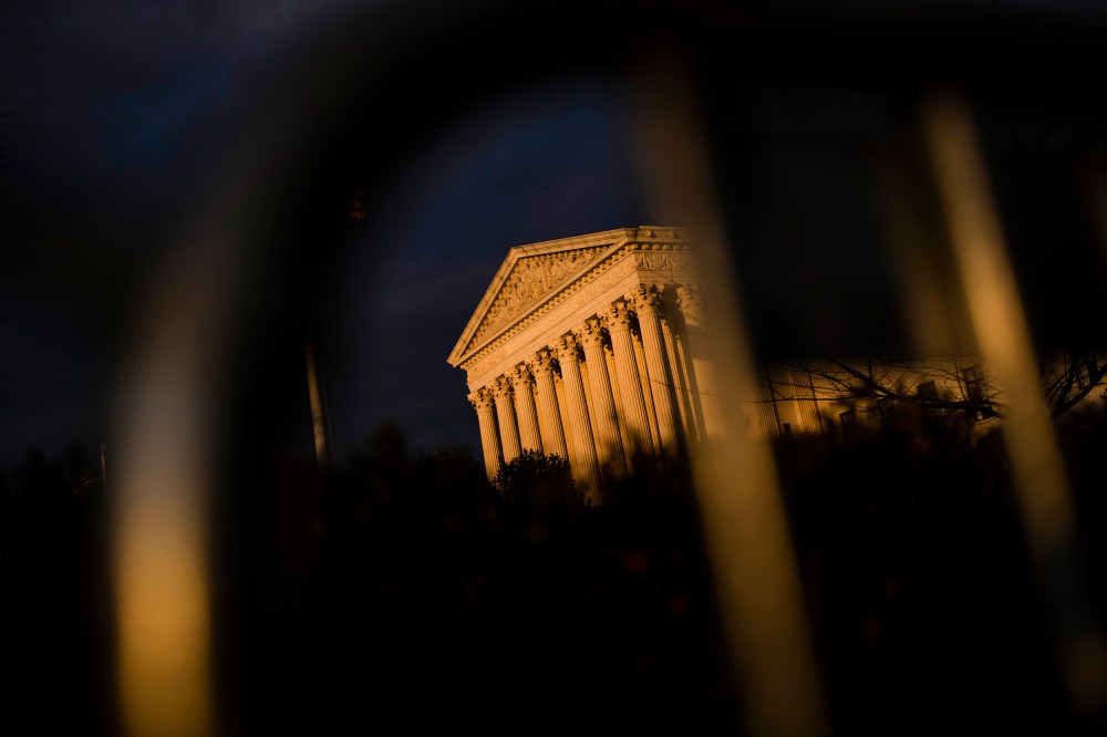 The U.S. Supreme Court at sunset on Nov. 29, 2021.