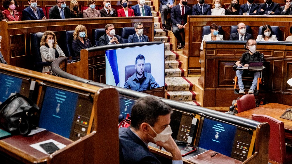 Ukrainian President Zelensky Gives Virtual Address To Spanish Parliament
