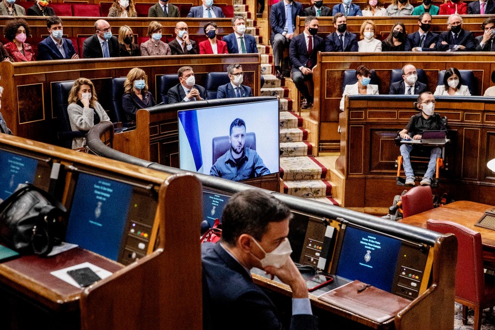 Ukrainian President Zelensky Gives Virtual Address To Spanish Parliament