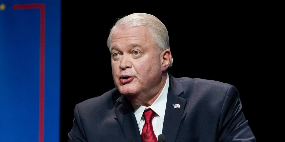 Image: U.S. Senate Republican candidate Mike Gibbons gives a response during Ohio's U.S. Senate Republican Primary debate.
