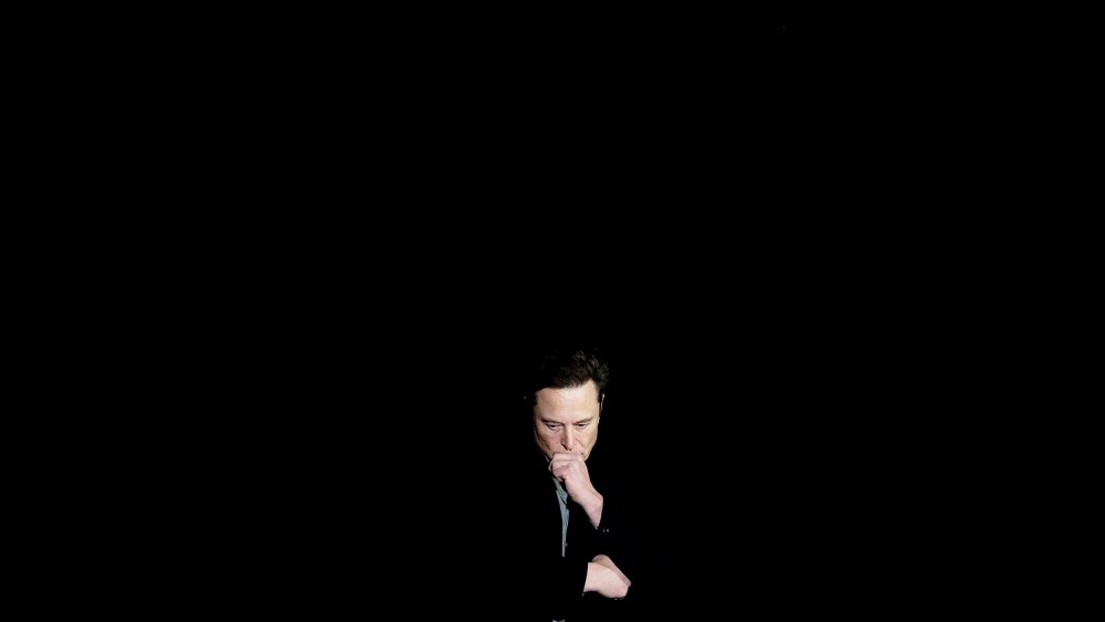 Elon Musk at a press conference at SpaceX's Starbase facility near Boca Chica Village in Texas on February 10.