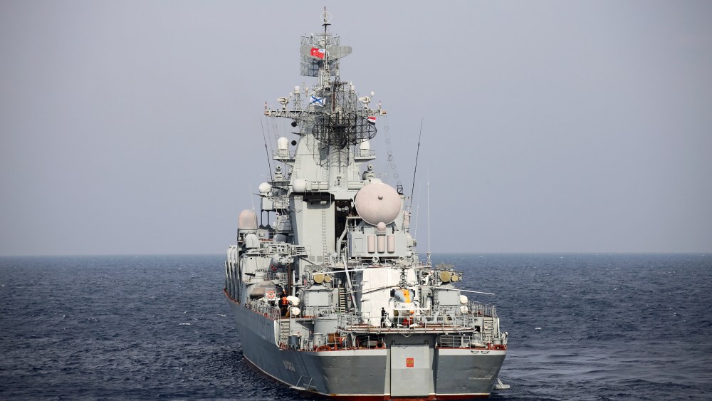 The Moskva missile cruiser near the Tartus port of Syria on Dec. 17, 2015.