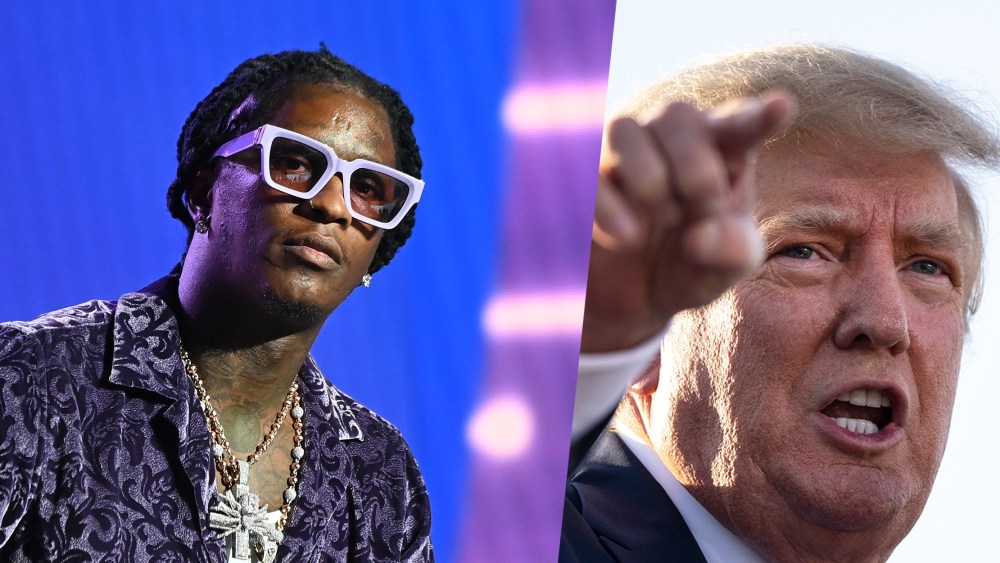 Photo diptych with images of Young Thug and Donald Trump.