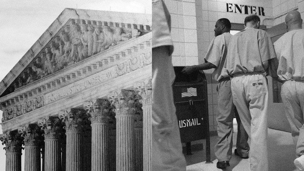 Photo Illustration: The Supreme Court and incarcerated people in a Connecticut prison