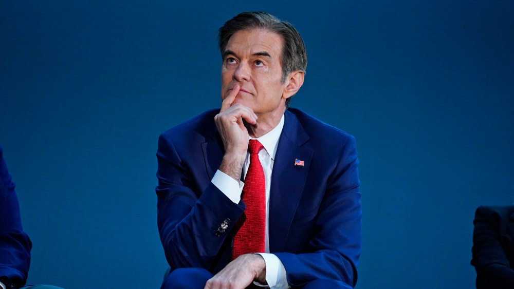 Republican Senate candidate Mehmet Oz takes part in a forum in Newtown, Pa., on May 11, 2022.