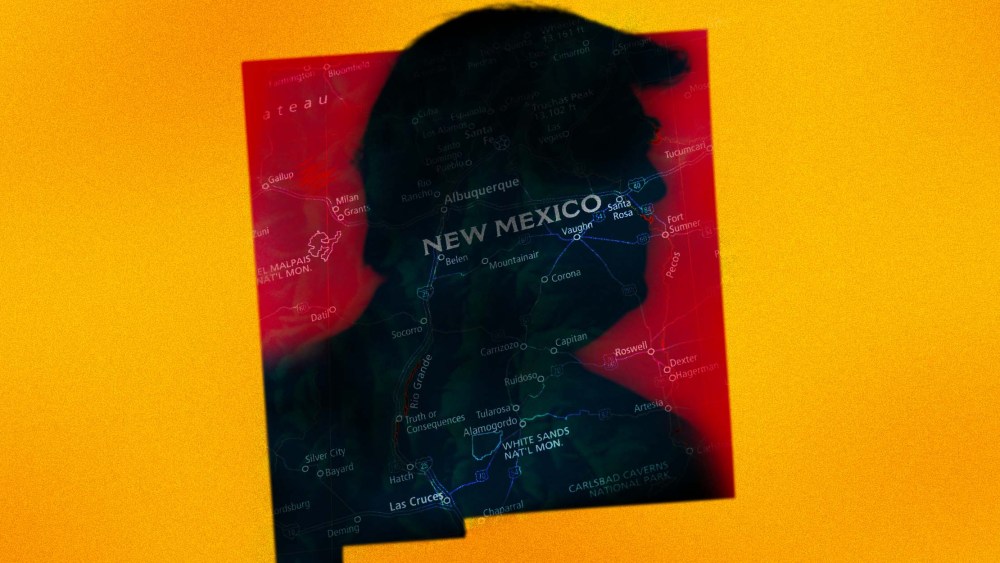 Photo Illustration: The shadow of Donald Trump looms over New Mexico