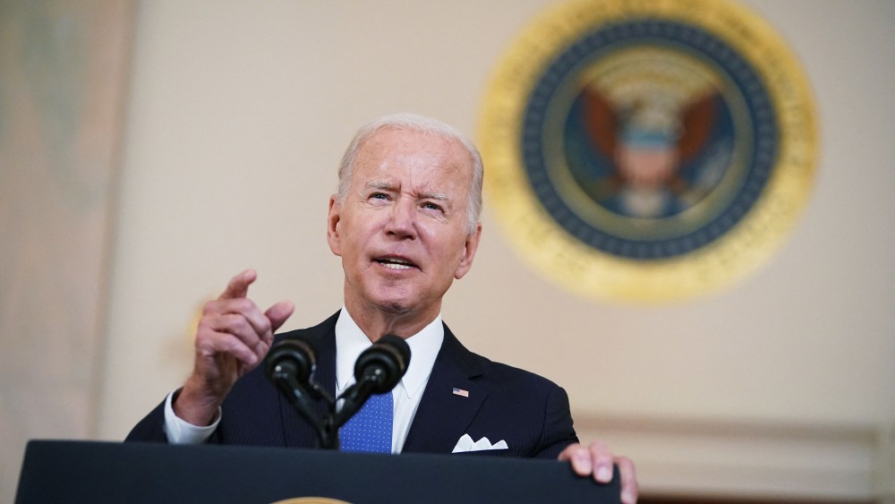 President Joe Biden addresses the nation in the Cross Hall of the White House in Washington, D.C. on Friday following the Supreme Court's decision to overturn Roe vs. Wade