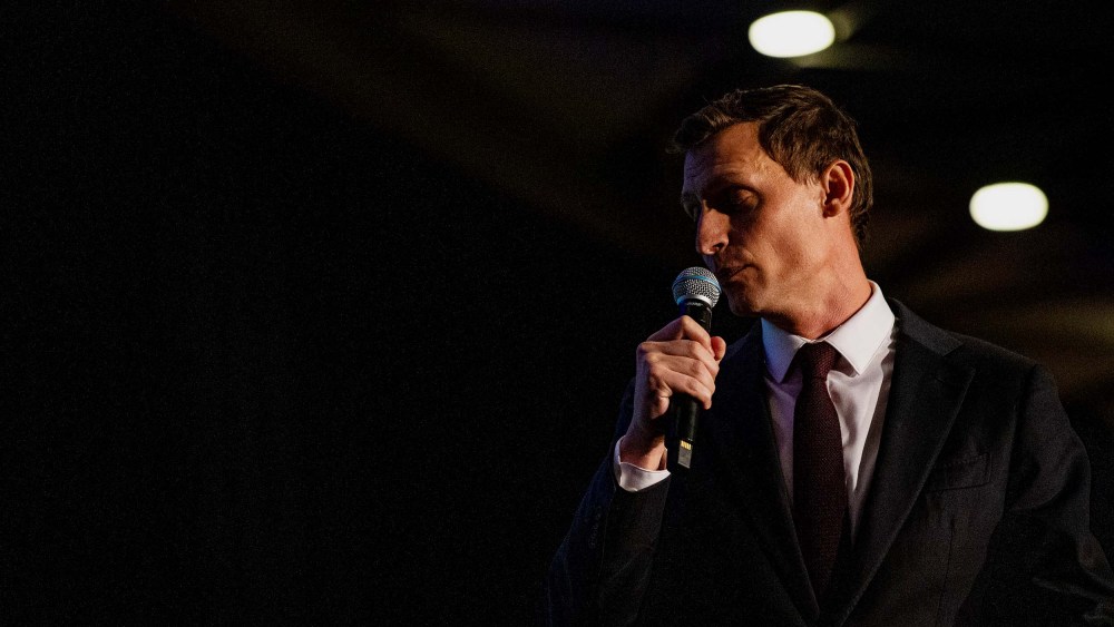Blake Masters speaks to a crowd of Republican voters at the party's primary debate for U.S. Senate in Phoenix on June 23.