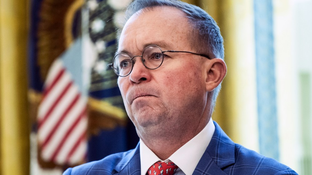 Mick Mulvaney, acting White House chief of staff, listens during a meeting between President Donald Trump and Colombian President Ivan Duque in the Oval Office on March 2, 2020.