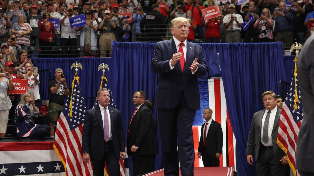 Image: Former President Trump Campaigns With House Candidate Sarah Palin And Senate Candidate Kelly Tshibaka In Anchorage, Alaska