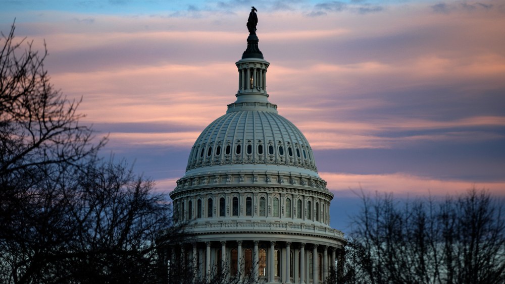 Image: The Capitol building seen at sunset.