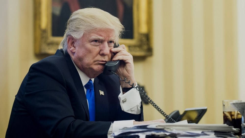 Image: Donald Trump on the phone.