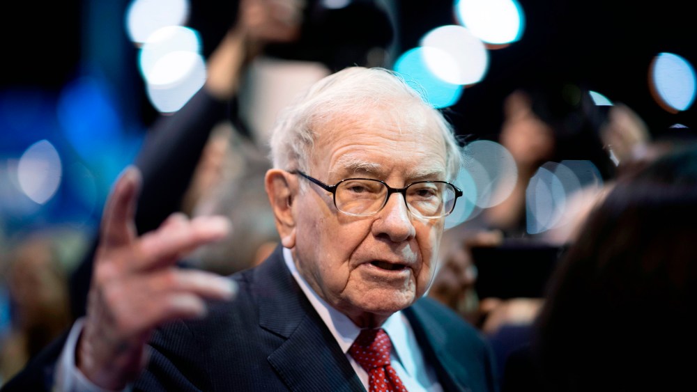 Warren Buffett, CEO of Berkshire Hathaway, speaks to the press as he arrives at the 2019 annual shareholders meeting in Omaha, Neb. on May 4, 2019.
