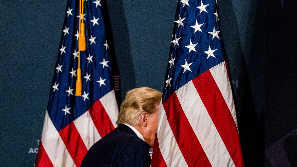 Former President Donald Trump departs after speaking at the America First Policy Institute's America First Agenda summit on July 26, 2022, in Washington.