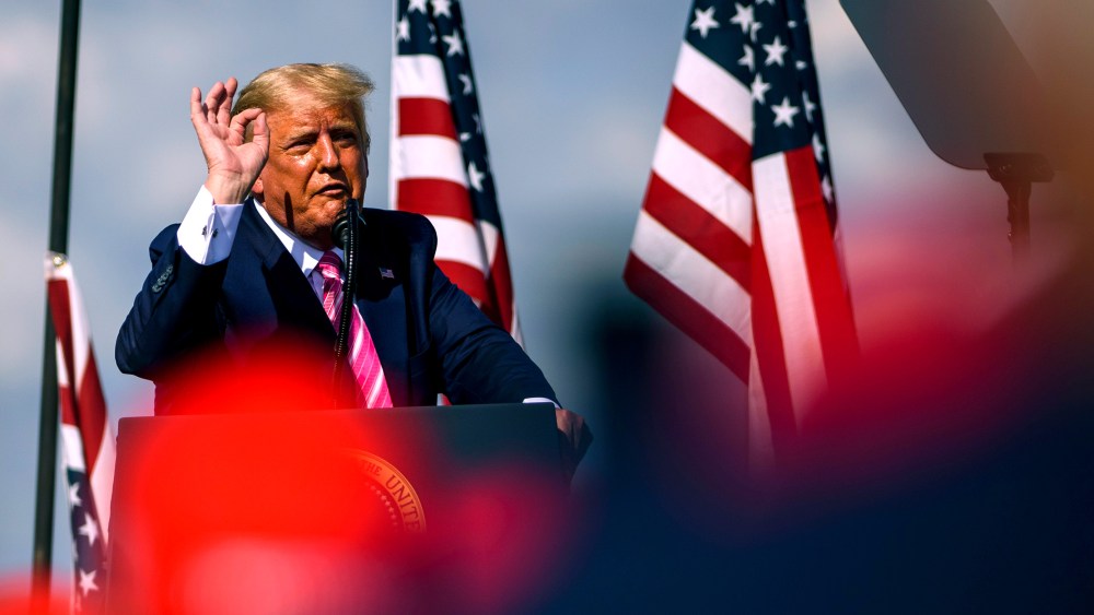 Image: Donald Trump addressing a crowd.