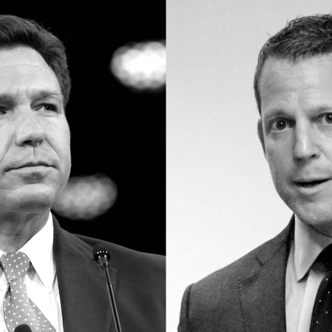 Photo diptych: Ron DeSantis and Andrew Warren