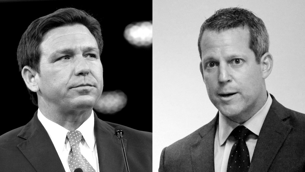 Photo diptych: Ron DeSantis and Andrew Warren