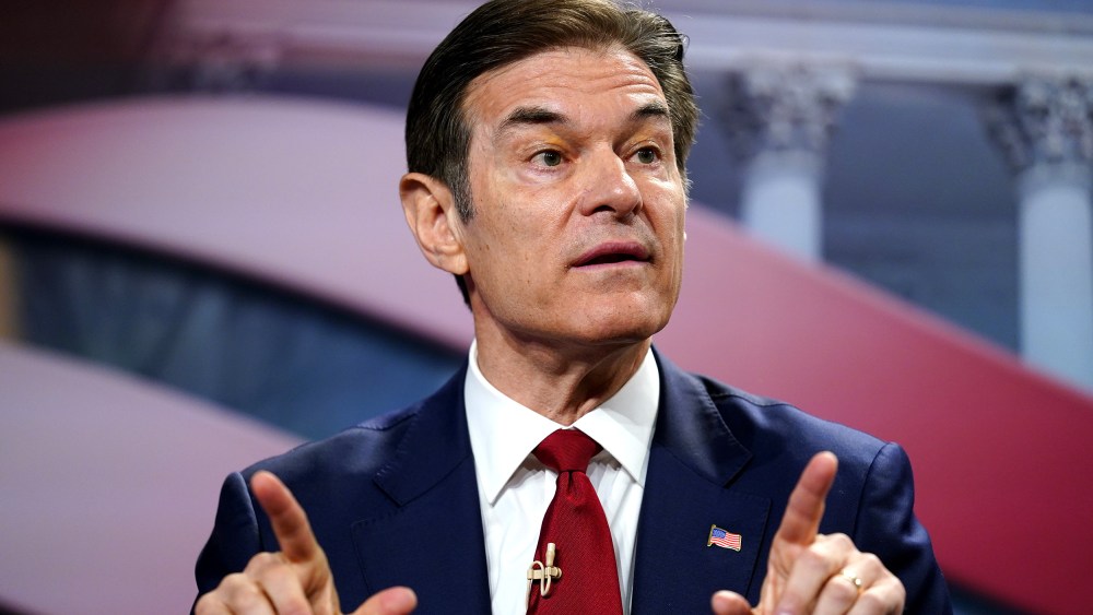 Mehmet Oz takes part in a forum for Republican candidates for U.S. Senate in Pennsylvania at the Pennsylvania Leadership Conference on April 2, 2022.