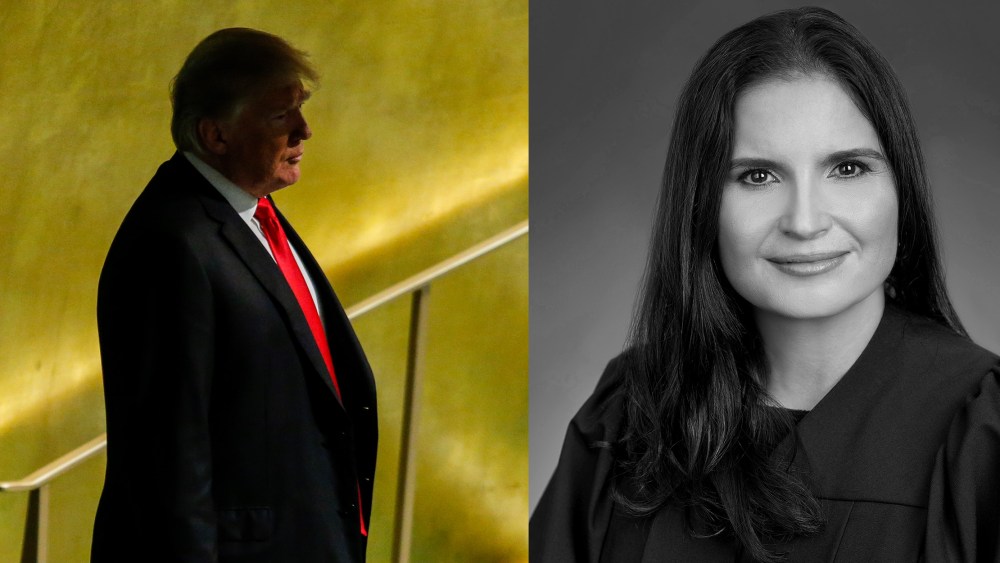 Photo diptych: Donald Trump and Judge Aileen M. Cannon