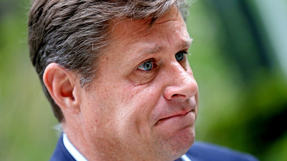 Geoff Diehl speaks to the media on July 6, 2021 in Boston, Mass.