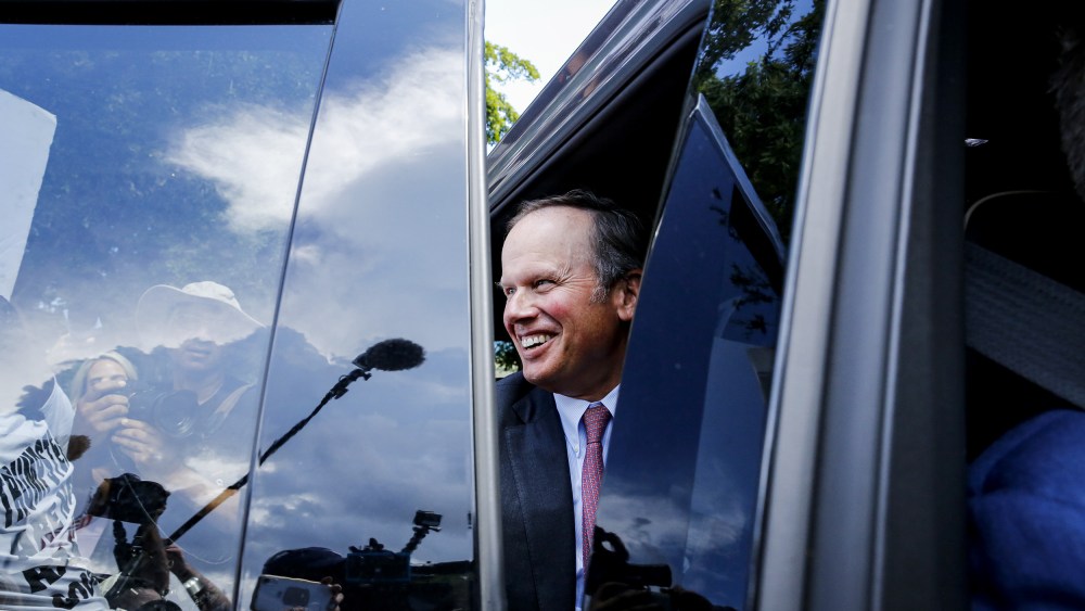 Chris Kise, attorney for former President Donald Trump, leaves the federal court in West Palm Beach, Fla. on Sept. 1.