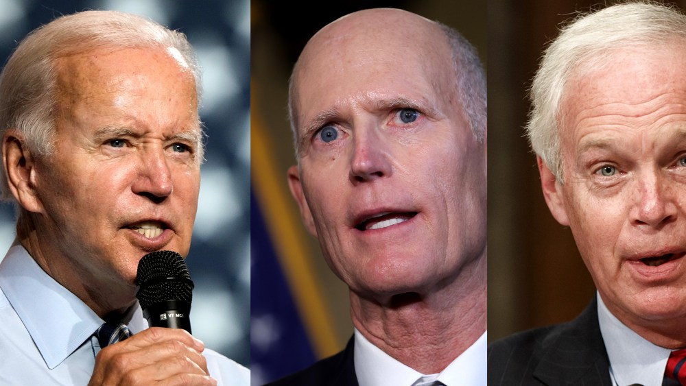 Photo triptych: Joe Biden, Rick Scott and Ron Johnson