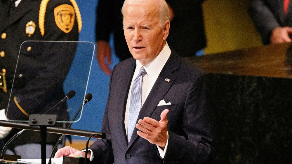 President Joe Biden addresses the 77th session of the United Nations General Assembly at the UN headquarters in New York City on Wednesday.