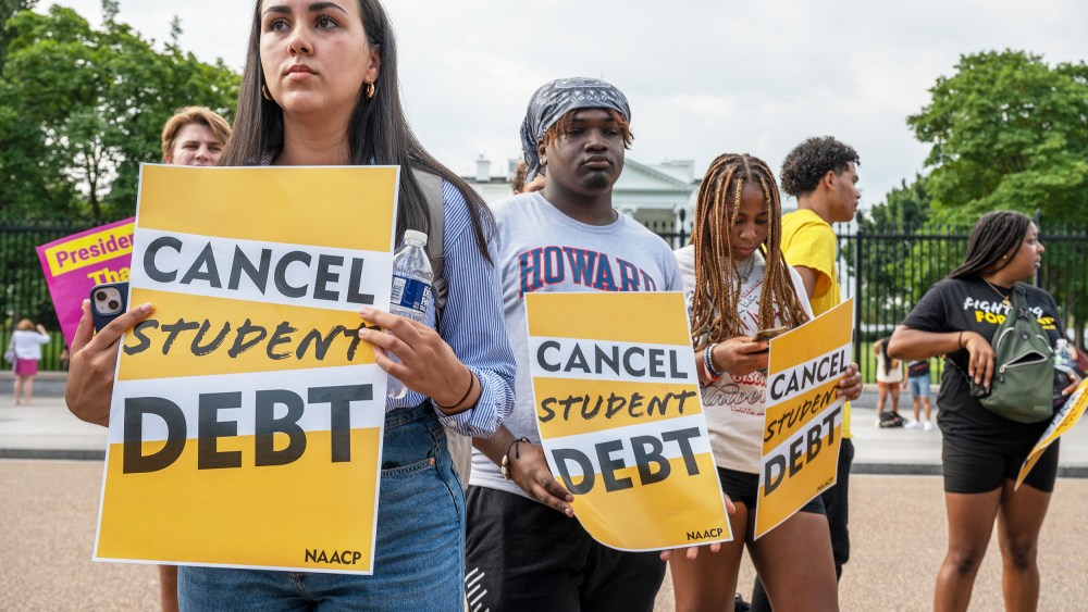 Student loan debt activists rally outside the White House