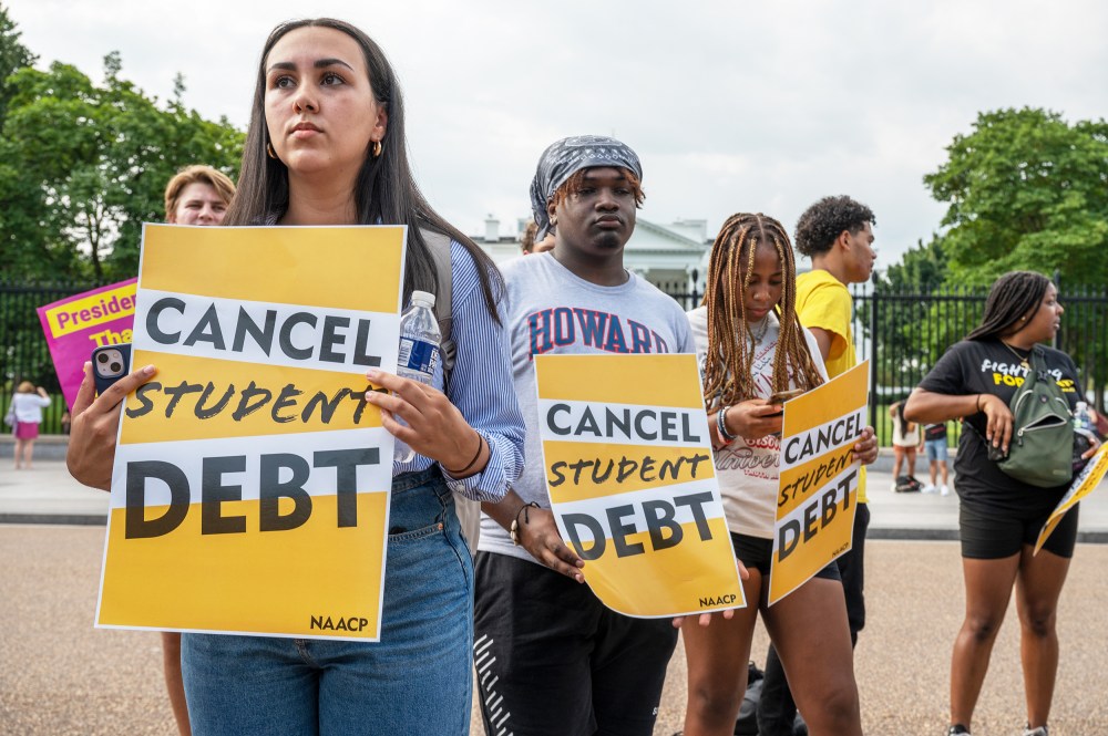 Student loan debt activists rally outside the White House