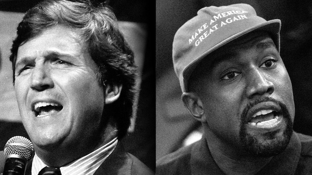 Photo diptych: Tucker Carlson and Ye West