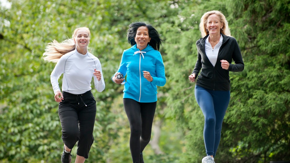 Older women running in park
