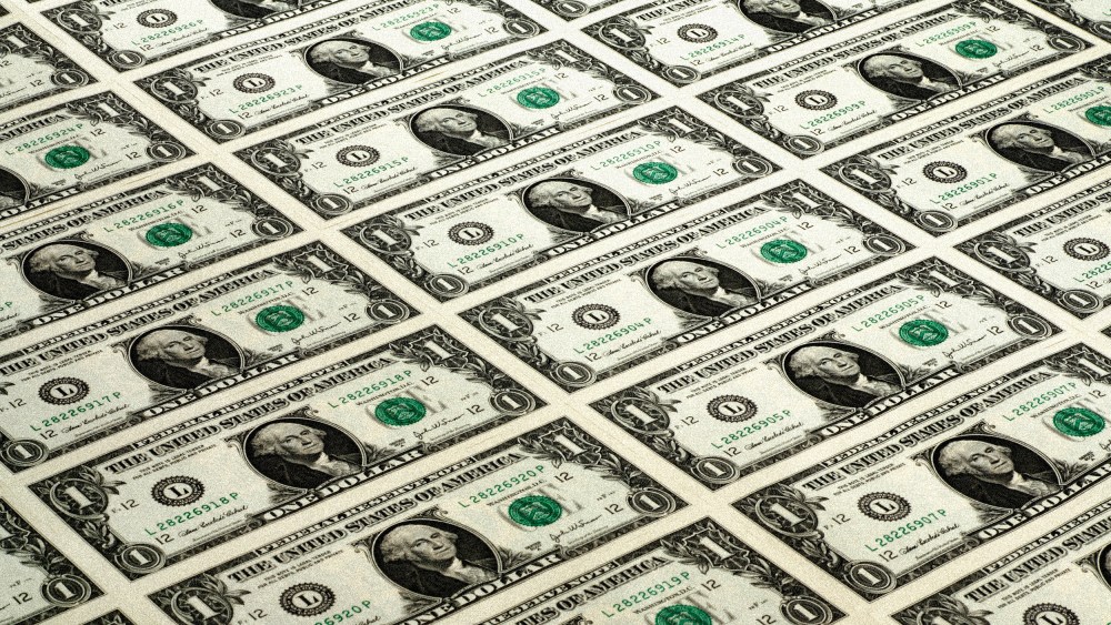 Image: lots of one dollar bills