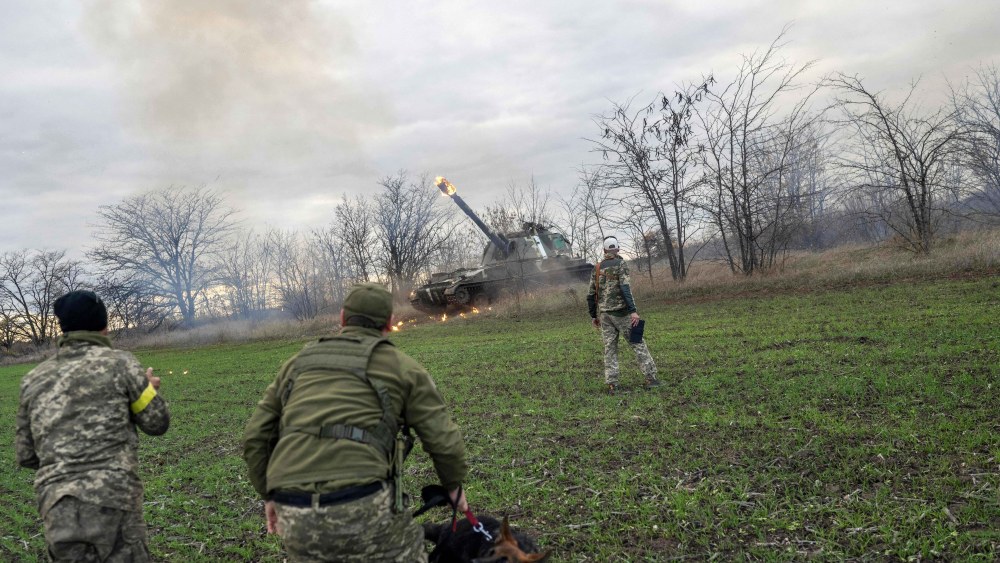 A Ukrainian artillery unit fires towards Kherson on Oct. 28, 2022.