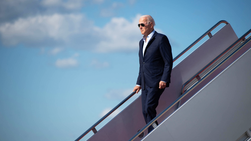 Image: President Joe Biden disembarks from Air Force One upon arrival at Joint Base Andrews in Maryland.