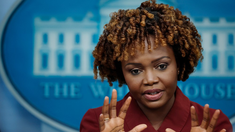 White House Press Secretary Karine Jean-Pierre holds the daily news conference in the Brady Press Briefing Room at the White House on Dec. 8 in Washington, DC.