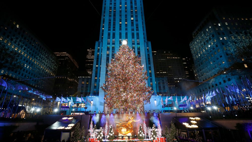 A view of the Rockefeller Center Christmas Tree in New York City.