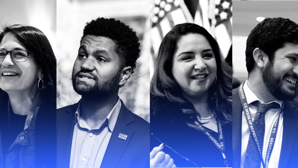 Photo collage: Becca Balint, Maxwell Frost, Delia Ramirez and Greg Casar