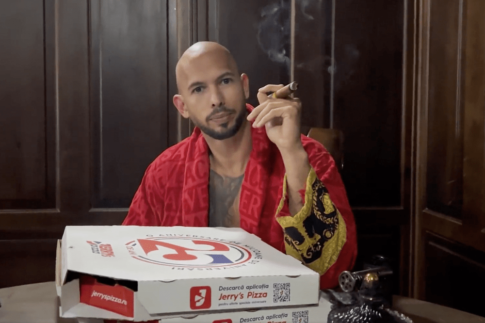 Andrew Tate during a video response to Greta Thunberg posted on Dec. 28, 2022.