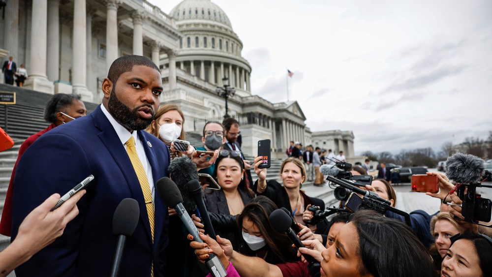 Image: Rep.- elect Byron Donalds, R-Fla., speaks to the media during the second day of elections for Speaker of the House outside the Capitol Building on Jan. 4, 2023.