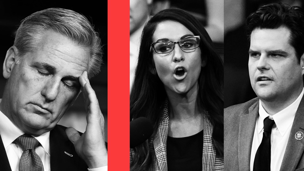 Photo triptych: Kevin McCarthy, Lauren Boebert and Matt Gaetz