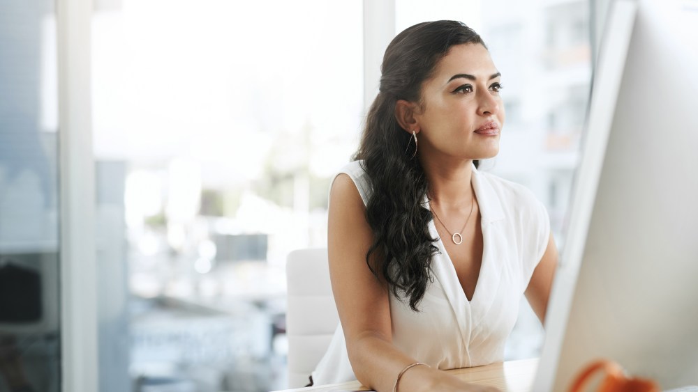 Young businesswoman using a computer