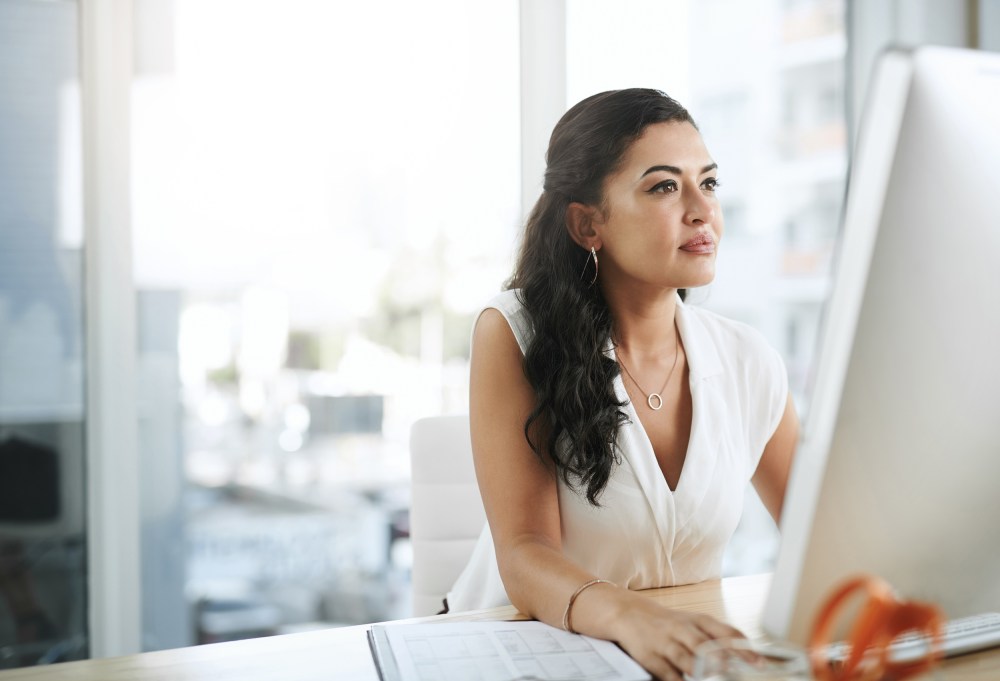 Young businesswoman using a computer
