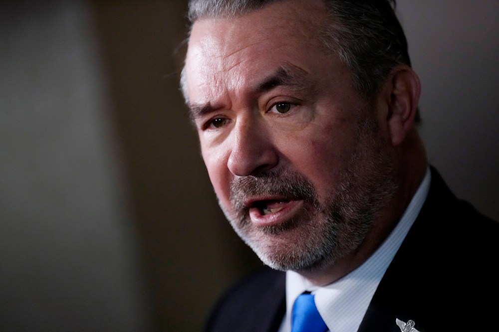 Rep. Don Bacon speaks to reporters on his way to a closed-door GOP caucus meeting at the U.S. Capitol on January 10 in Washington, DC.