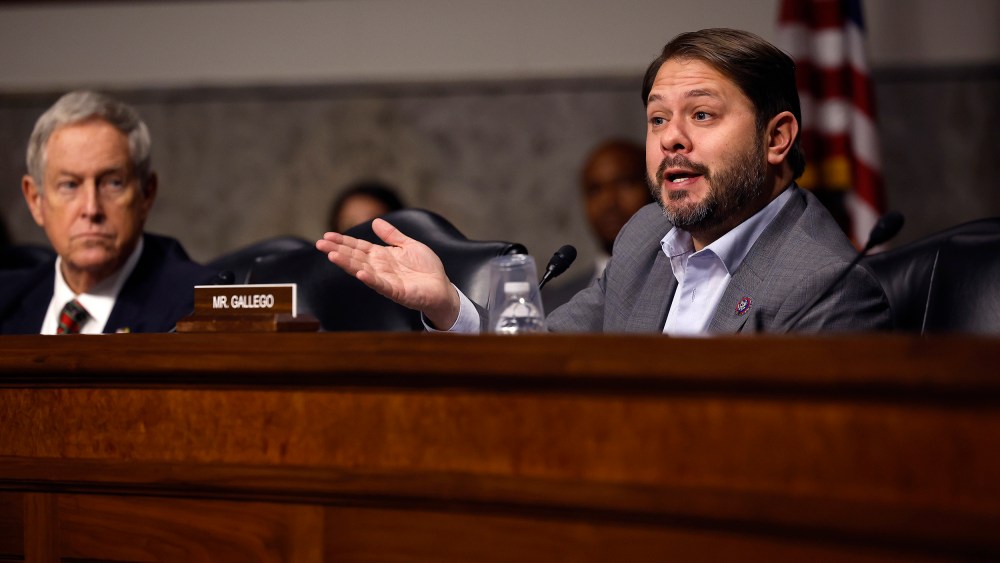 Rep. Ruben Gallego questions witnesses during a hearing about the recent rise in antisemitism and its threat to democracy on Capitol Hill on December 13, 2022 in Washington, DC.